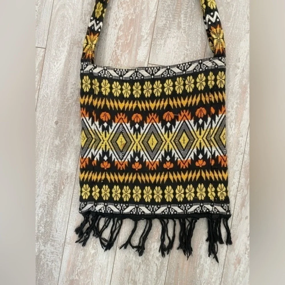 Boho Purse With Fringes on Bottom Super Cute and Clean 13” x 14”